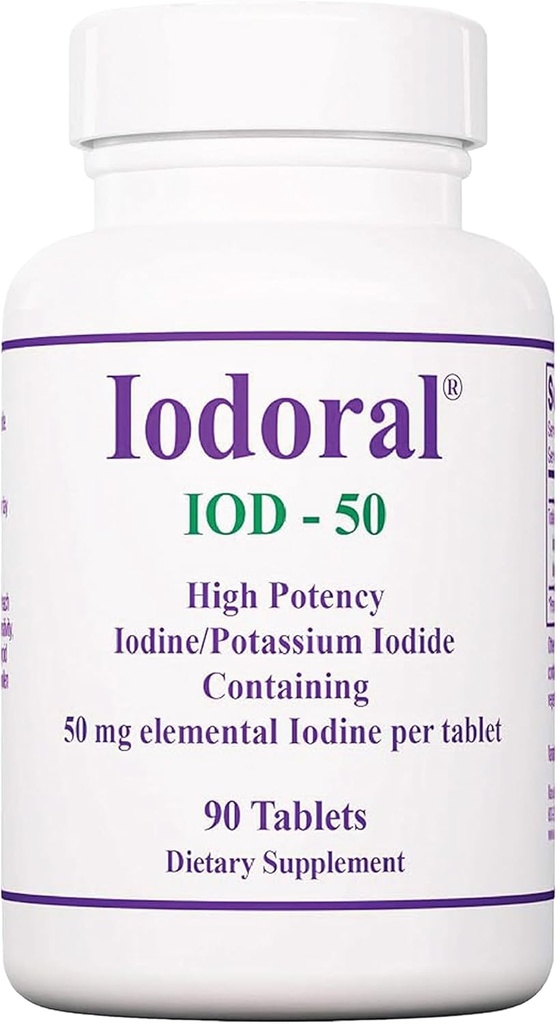 Optimox Iodoral 50 mg tillæg - Kalium Iodide tabletter, højpotens jod kosttilskud, thyreoideastøtte, vitaminer og mineraler - 90 Tæl
