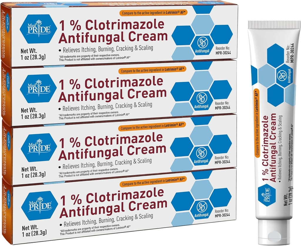 MED PRIDE clotrimazol Antifungal Cream 1 Procent Treats Atlete 's Foot Jock Itch Ringorm Relieves Kløende brændende hudpleje behandling for baby 4 pakke