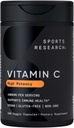Sports Research High Potency Vitamin C tillæg - Vegan Veggie kapsler til antioxidant Aktivitet & immunforsvar - Non- GMO Verified & Gluten Free - Ascorbic Acid Vitamin C 1000mg, 240 Tæl