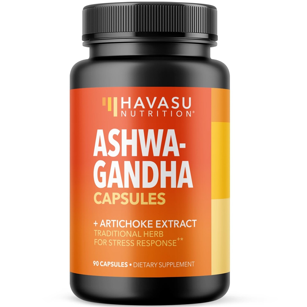 Ashwagandha 1000mg med Artichoke Extract - Ashwagandha kapsler til Stress, Mood og energistøtte - Adaptogen urtestøtte til mænd og kvinder - 90 Vegan, non-GMO kapsler, 45 Servering