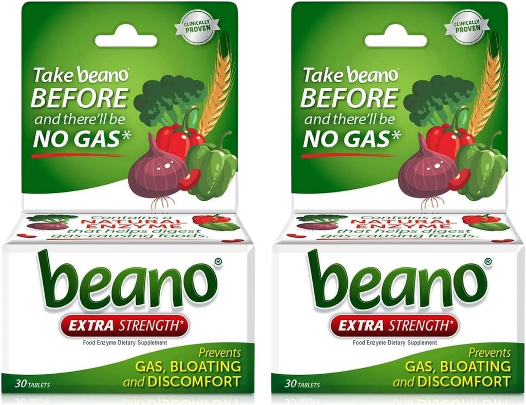 Beano Extra Strength, Gas Prevention & Digestive Enzyme Supplement, 30 Greve (pakke med 2)