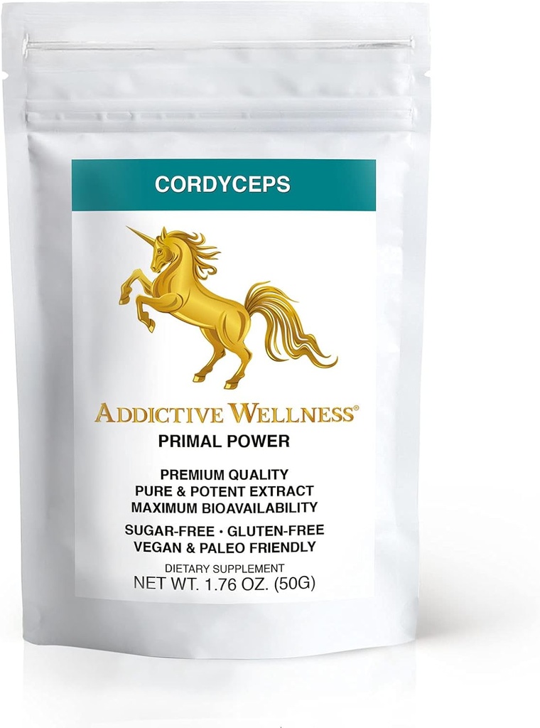 Addictive Wellness Cordyceps CS-4 Extract Powder - Pure & Potent for Energy and Endurance, 1 pakke