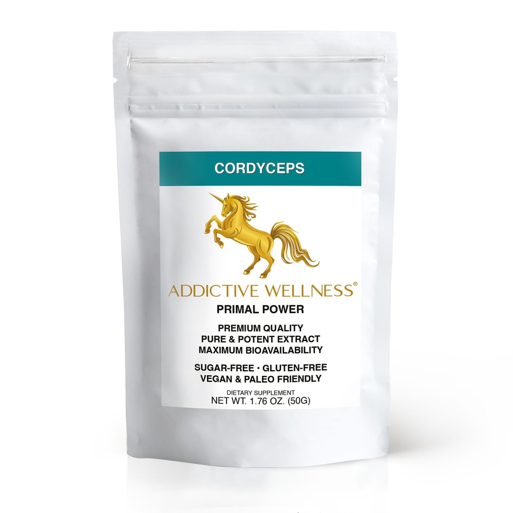 Addictive Wellness Cordyceps CS-4 Extract Powder - Pure & Potent for Energy and Endurance, 1 pakke