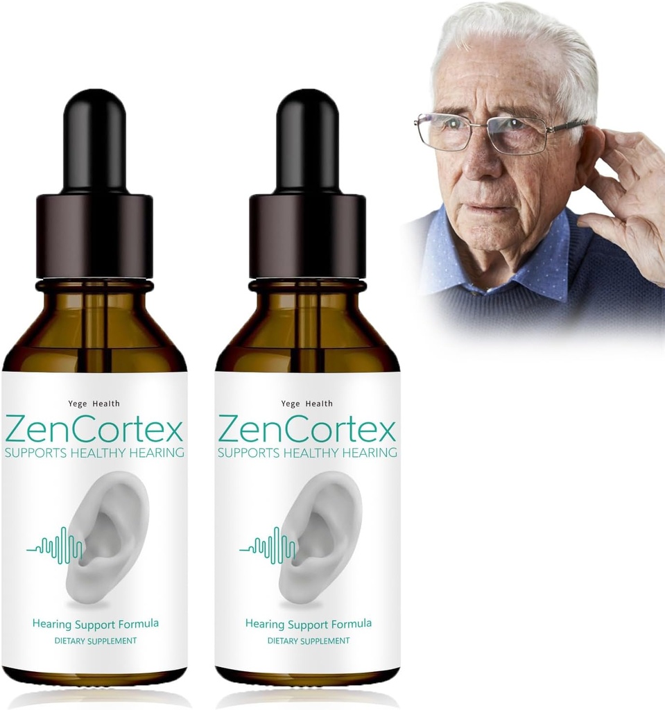 Tinnitus Relief til Ringende Ører, Zencortex Cortex Ear Drops, Zencortex til Tinnitus, Hjælper med tromme sundhed, fremmer Auditory Klarhed, Flaske til 30 dage (2 Pack)