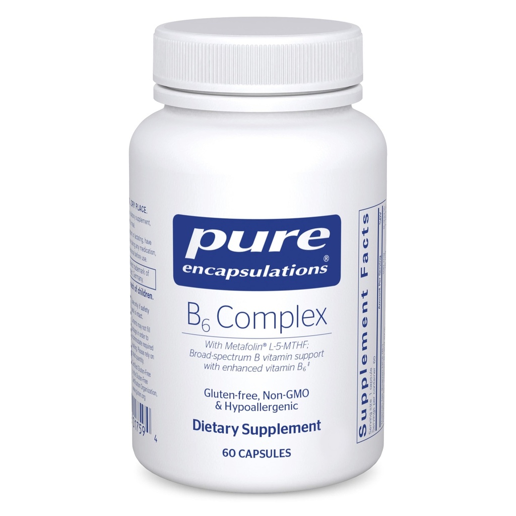 Ren indkapsling B6 Complex - Understøtter nervesystem og hjerne sundhed * - Inkluderer B vitaminer - Indeholder beriget vitamin B6 - Non-GMO & Gluten Gratis - 60 kapsler