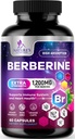 Berberine HCL 1200mg Supplement - Berberine HCI Capsules High Absorption Supplement for Heart Health & Immun Support, High Strength, Gluten- Free, Vegan, Non- GMO Pills - 60 Veggie Capsules