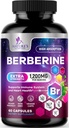 Berberine HCL 1200mg Supplement - Berberine HCI Capsules High Absorption Supplement for Heart Health & Immun Support, High Strength, Gluten- Free, Vegan, Non- GMO Pills - 60 Veggie Capsules
