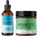 HERBAMAMA Lemon Balm and Jod Kit - Bundle of Lemon Balm Tincture 4 fl oz & Kalium Jod Gummies - Vegan, Non- GMO, Alkohol & Gelatin- Free - 2 Pack