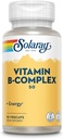 SOLARAY vitamin B Complex 50 mg - Cellulære energivitaminer - Metabolisme og nerve sundhedsstøtte med vitamin B12, vitamin B1, B6, Niacin, folinsyre, biotin og andre B vitaminer - Vegan, 50 VegCaps