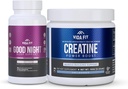 God nat Natural Sleep Aid (60 kapsler) & Mikroniseret Creatin monohydrat pulver (150g) Bundle - Natural Sleep Support med Melatonin, Ashwagandha & L- Theanin, Plus Pure Vegan Creatin for Enhance