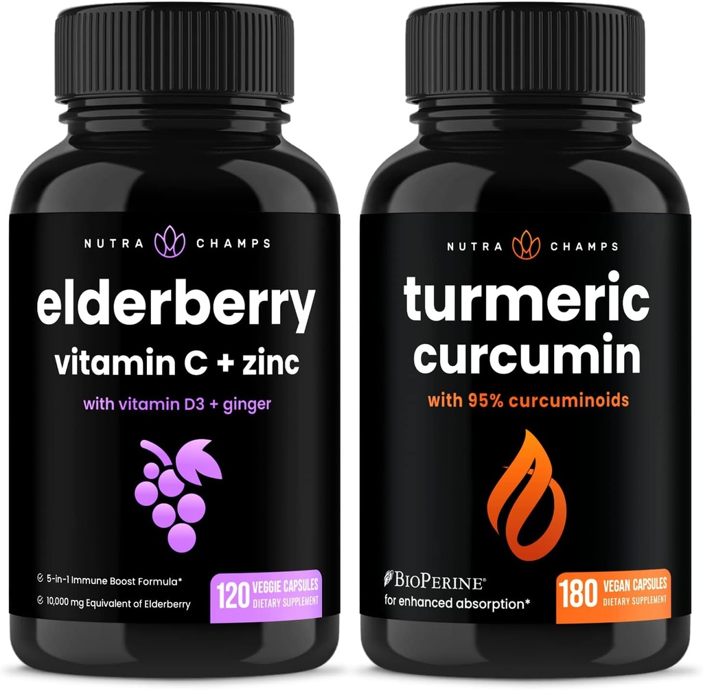 NutraChamps Elderberry og gurkemeje Kapsler Bundle
