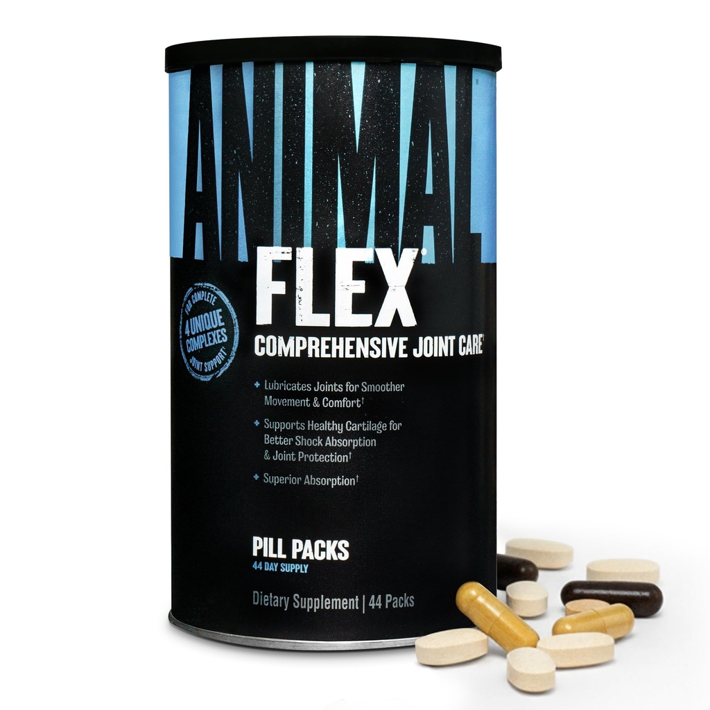 Animal Flex - Glucosamin Chondroitin Fælles tillæg for kvinder og mænd Diskomfort med gurkemeje, MSM, Boswellia for brusk, fælles sundhed, muskler, Tilbage, Knees, Skulder, og Hip, 44 Pakker
