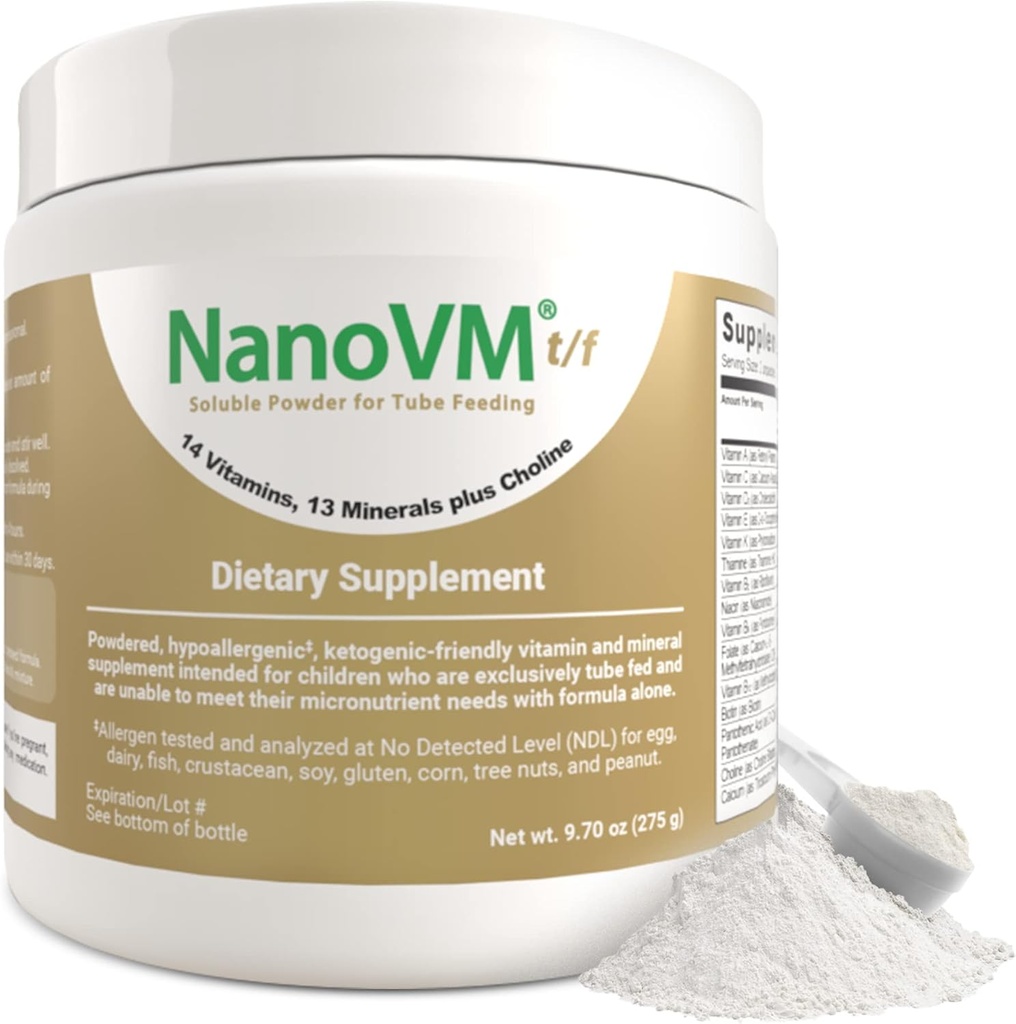 t / f, Kosttilskud til tube fodring, Allergen- Free Kids Multivitamin, Unflavored Vitamin Powder med 14 Vitamin & 13 Mineraler, Low- Carb Kids Vitamin, 275g - Solace Nutrition