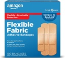 Basic Care Fleksible Fabric Adhesive Bandages, Førstehjælp og Sårpleje Supplies, Assorterede størrelser, 100 Greve