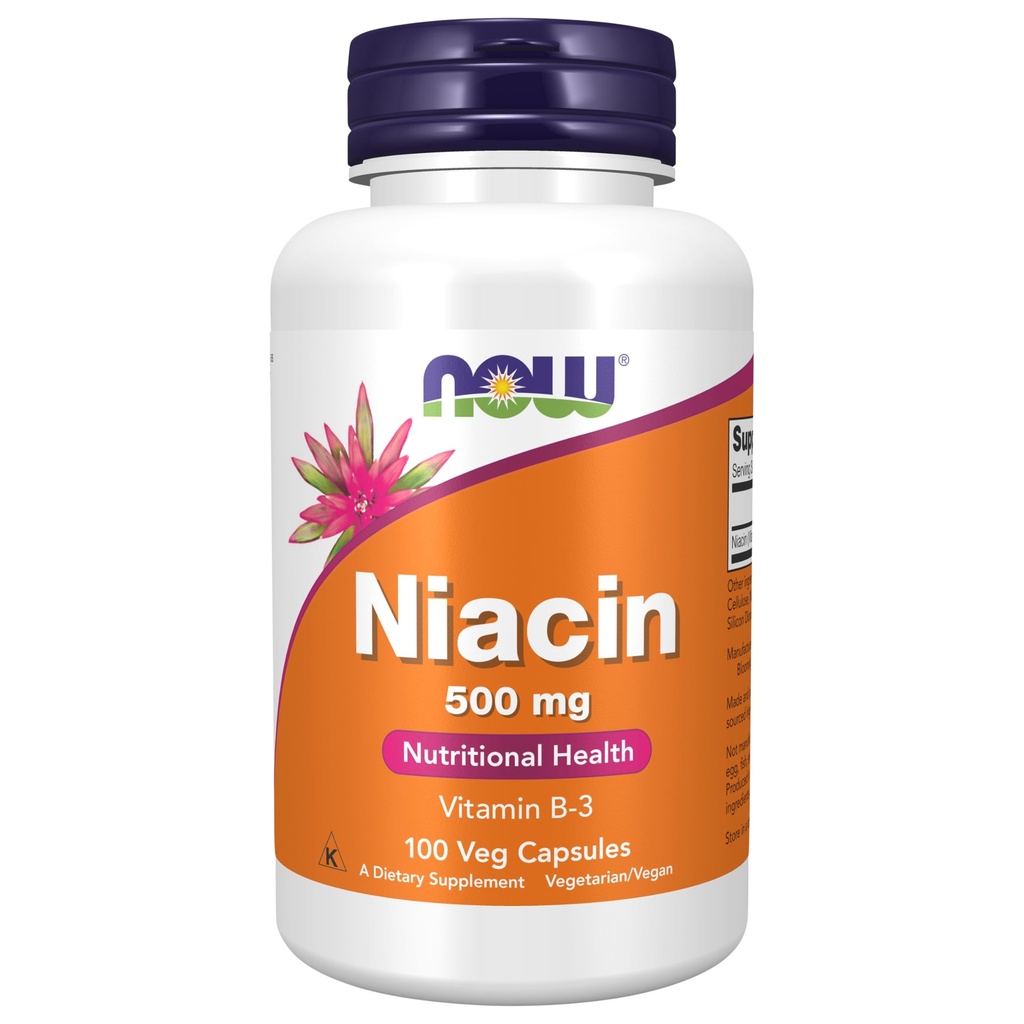 Now Foods Supplements, Niacin (B3- vitamin) 500 mg, Essential B- Group Vitamin *, Nutritional Health, 100 kapsler