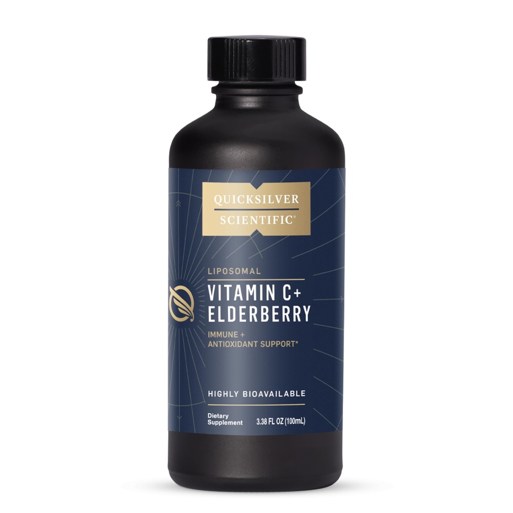 Quicksilver Scientific Liposomal Vitamin C + Elderberry - Liposomal Vitamin C 1000mg med Superior Absorption Technology & Tocotrienols - Antioxidant & immunforsvar Tonic (100ml)