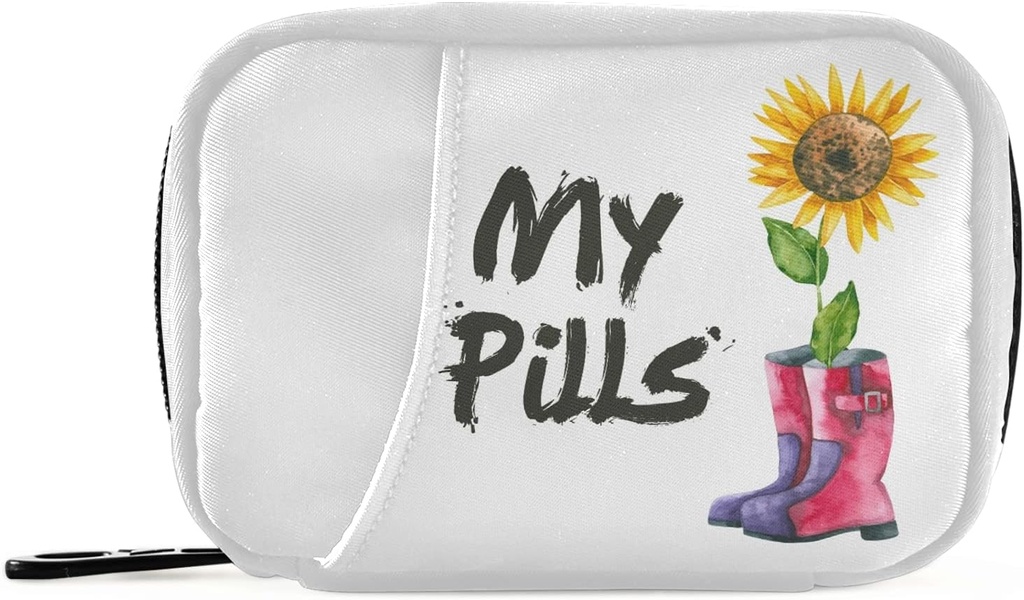 Min Solsikke Pill Box 7 Dag Pill sag Rejse Pill Organizer Bag med lynlås Portable ugentlige sag Kompakt størrelse for Vitamin Supplement Holder