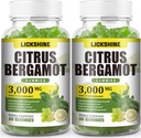 2 Pack 3000MG Citrus Bergamot Gummies - Citrus Bergamot Extract Cholesterol Lowning Supplement for immunforsvar Anti- Aging, Hight Cholesterol Sugar- Free Vegan Lime Flavor 120 Cts