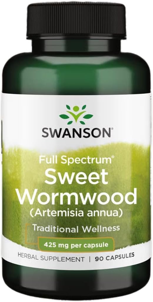 Swanson Sweet Wormwood - Kan fremme GI Gut sundhed, mikrobiel balance & fordøjelsesmæssig sundhedsstøtte - urtetilskud med Artemisinin - (90 kapsler, 425 mg hver)