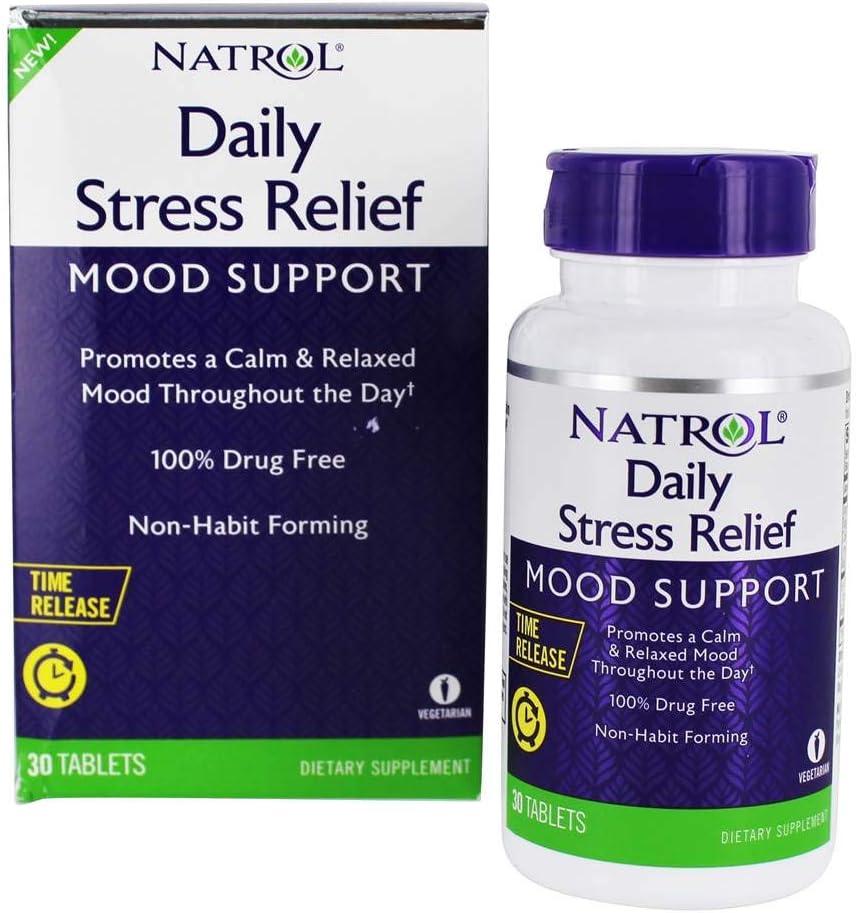 Natrol Daily Stress Relief 100 mg, Kosttilskud, Mood + Stress, 30 tabletter, 30 dages forsyning