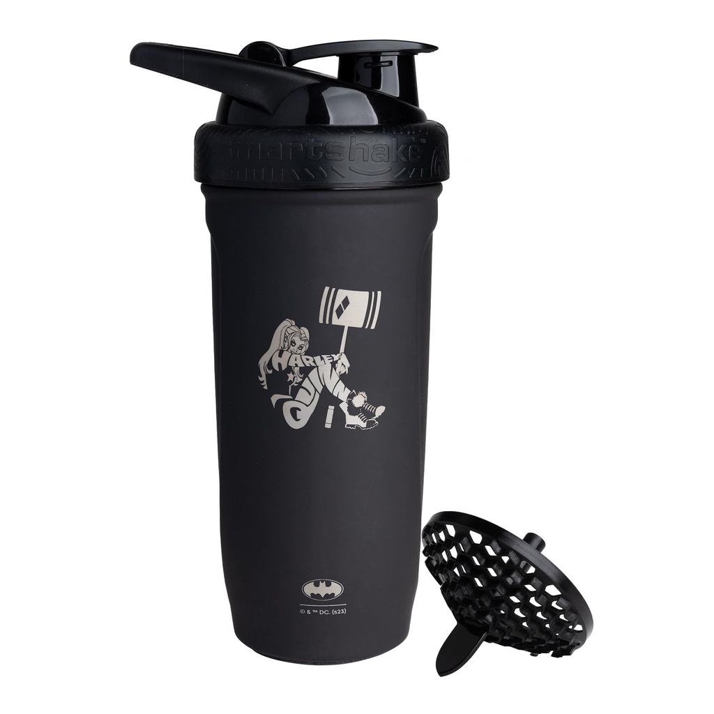 Smartshake DC COMICS Reforce rustfrit stål Protein Shaker Flaske 900 ml ttesmå 124; 30 oz - Læbefast Screw- on Lid - BPA Free - Unisex - Ikke isoleret - Harley Quinn Logo