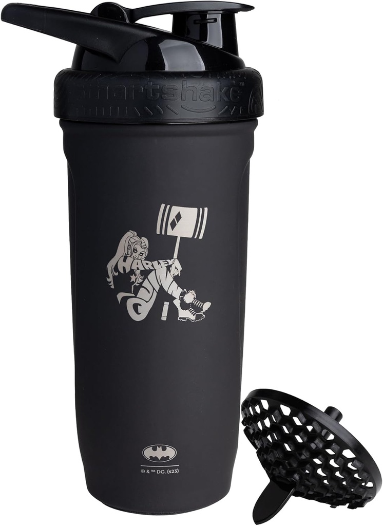 Smartshake DC COMICS Reforce rustfrit stål Protein Shaker Flaske 900 ml ttesmå 124; 30 oz - Læbefast Screw- on Lid - BPA Free - Unisex - Ikke isoleret - Harley Quinn Logo