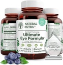 Naturlig Nutra Ultimate Eye Health Supplement - Bilberry & Blueberry Extract Blend for Day and Night Vision Support, fremmer farve perception & Eye Clarity - Non- GMO, Vegan - 30 kapsler (pakke med 3)