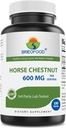Brieofood Horse Chestnut Extract 600 mg per servering - 180 tabletter - 3. part Lab Testet for renhed & kvalitet - understøtter sund cirkulation & fluid balance i benene *