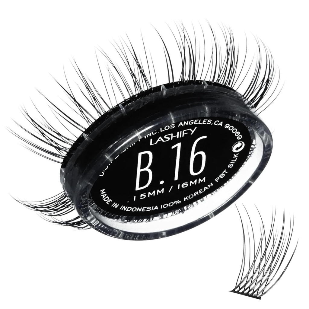Lashify Fold 16mm Gossamer Eyelash Extensions Refill, Black, DIY False Plashes for a Natural look
