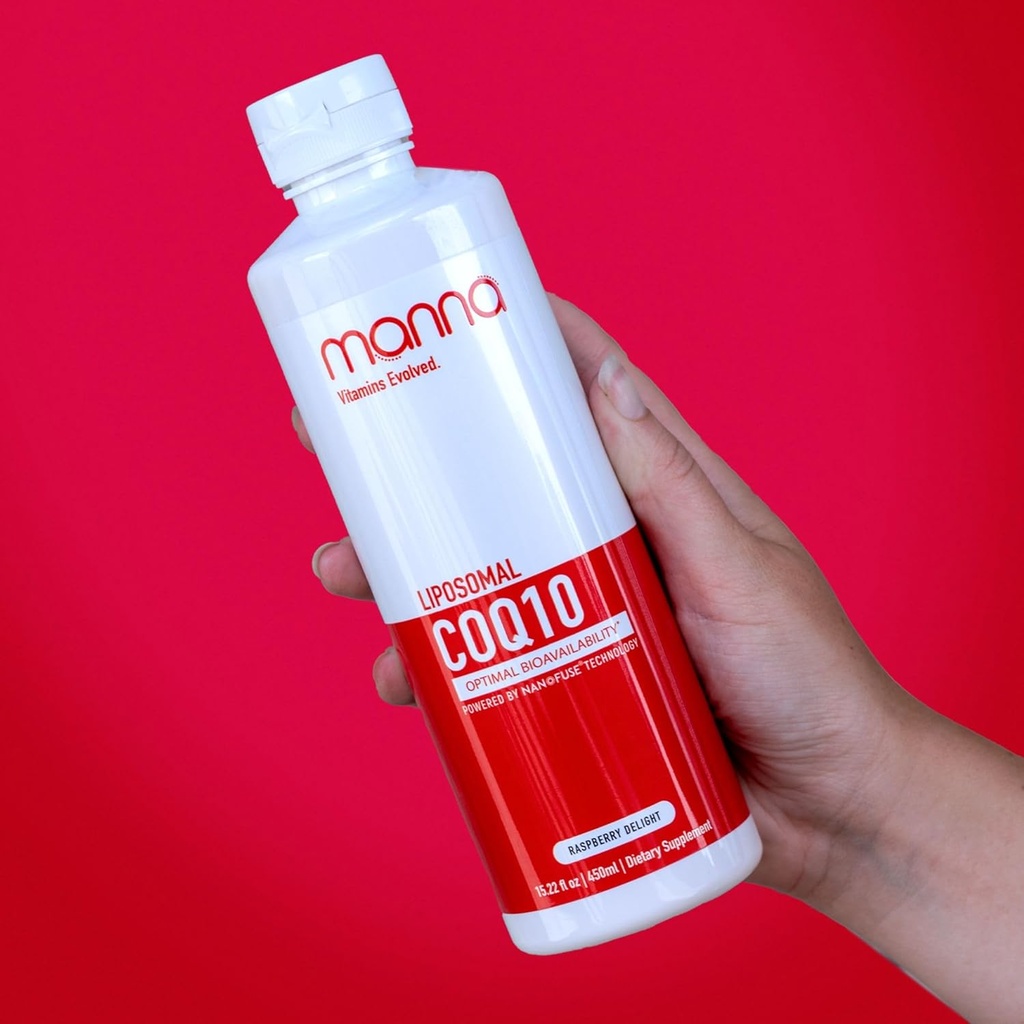 Manna Vitaminer Evolved Liposomal CoQ10 - Ultra Absorption Ubiquinone for Heart, Energy, Brain, immunforsvar - Antioxidant, Cellular Protection for Sund Aging - Vegan, 10x Bedre Absorption