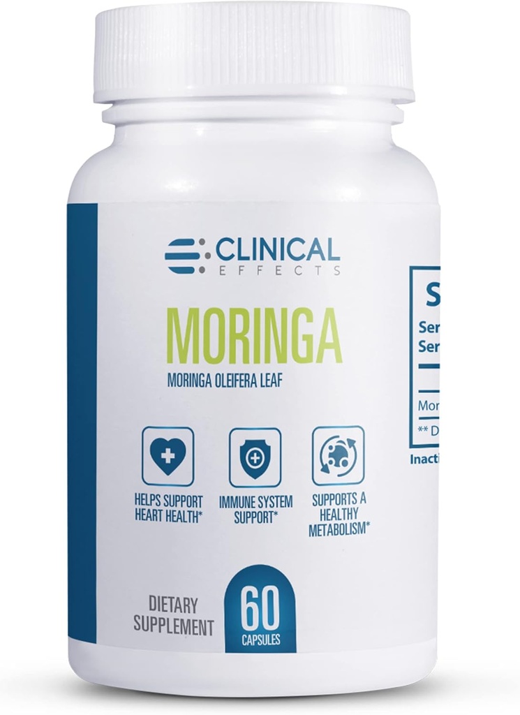 Kliniske effekter Moringa Oleifera - 800mg Moringa kapsler Superfood supplement - hjerte, led, energi og immunsupport - 60 kapsler