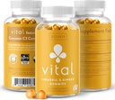WellPath Vital Gummies + Ingefær - Fælles Support Curcumin Supplement, Gurkemeje Curcumin C3 Complex, Tasty Alternativ til kapsler, Gurkemeje & Gingerod, Tropical Flavor Chews, Vegan, 60 Ct