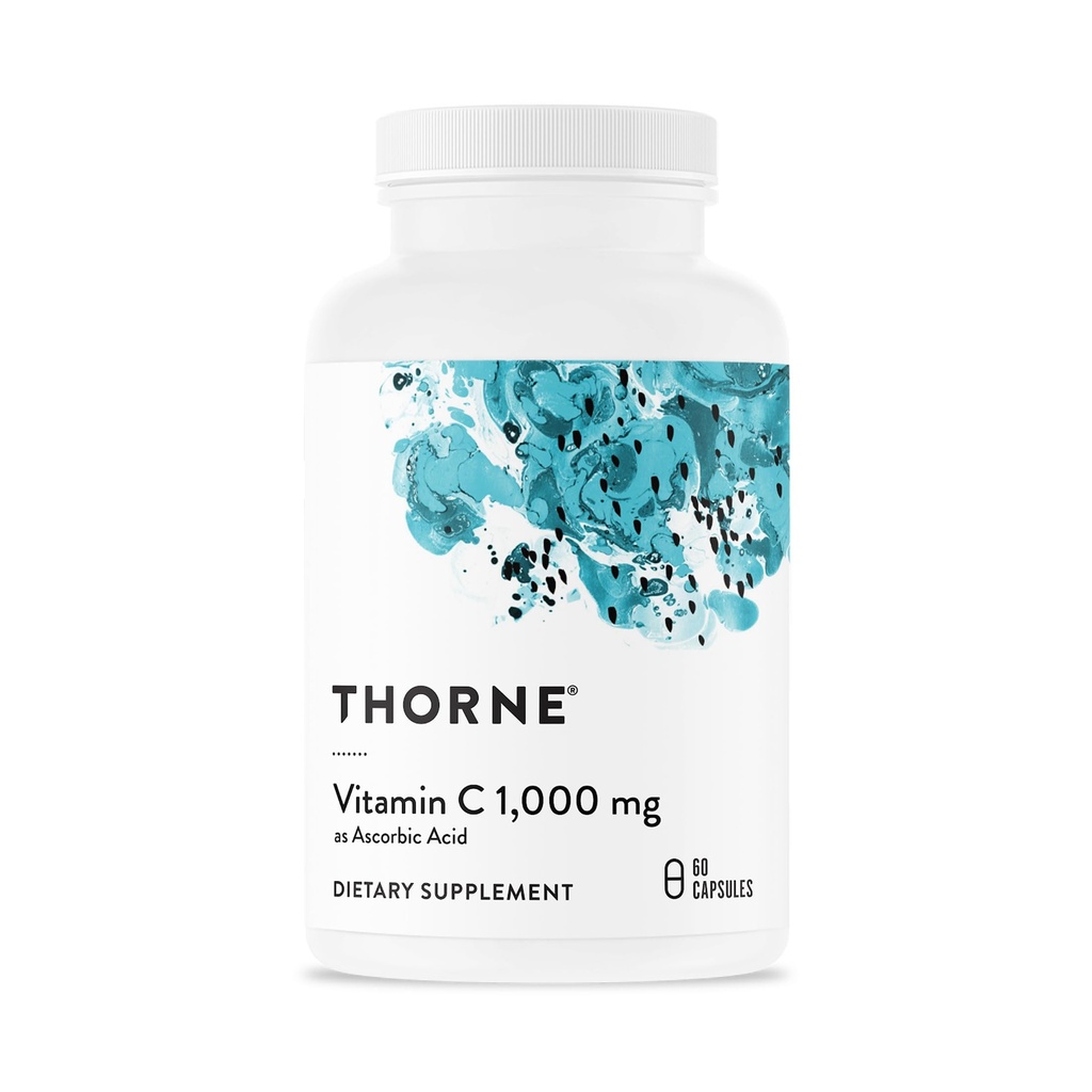 THORNE - Ascorbic Acid - 1000 mg C-vitamin Supplement - Understøtter sund immunfunktion & Collagen Dannelse - Giver antioxidant support * - Gluten- Free - 60 Serveringer