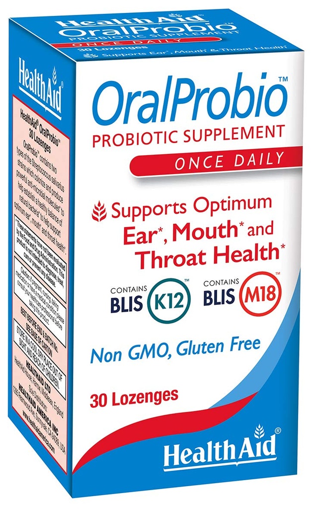 HealthAid OralProbio – BLIS K12 & M18 Oral Probiotic Lozenges – Supports Oral & Throat Health and Fresh Breath – Once Daily, Peppermint Flavor, Vegan**