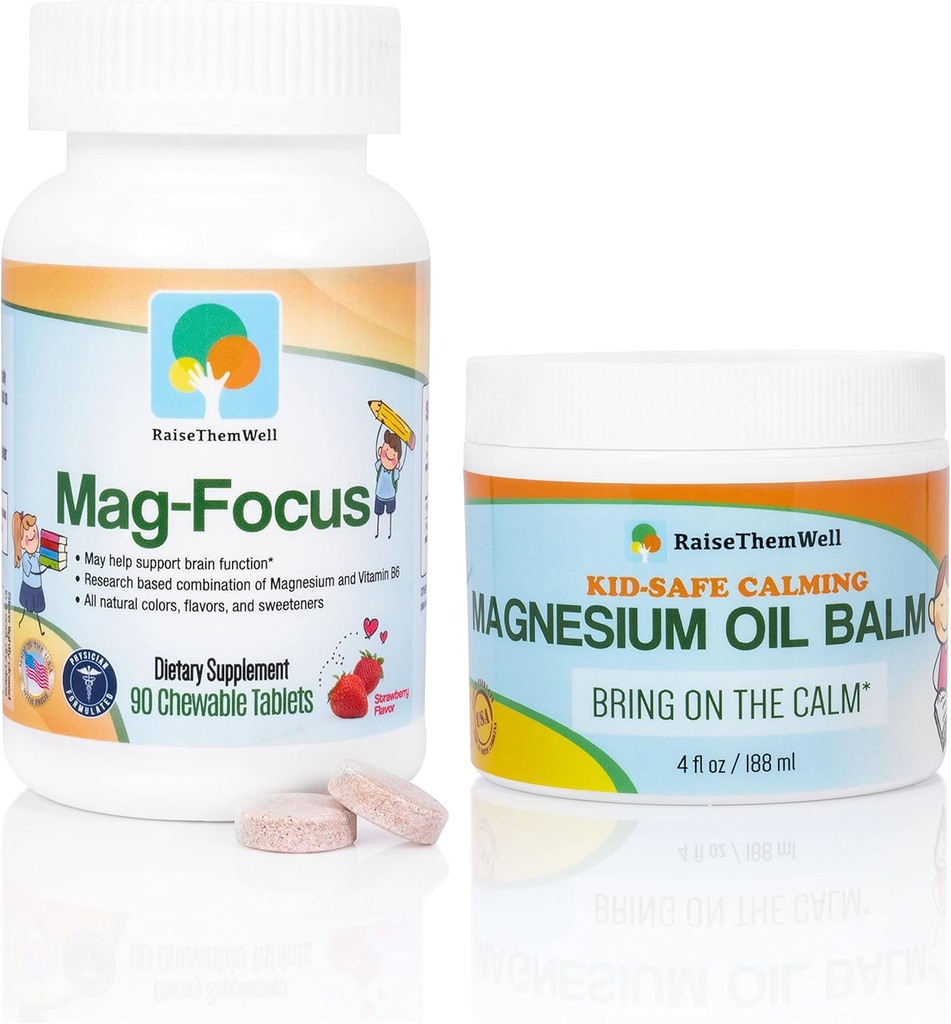 Natural Strawberry Flavored Magnesium Focus Supplement for børn og børn Sikker Magnesium Oil Bundle
