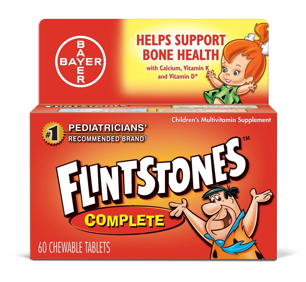 Flintstones Komplette størrelse 60 Flintstones Komplette Childrens Multivitamin Supplement tyggetabletter 60ct