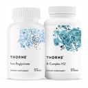 THORNE - Nutrient Essentials Duo - Iron Bisglycinate & B- Complex # 12 for Energy Support and Blood Building - 60 Serveringer