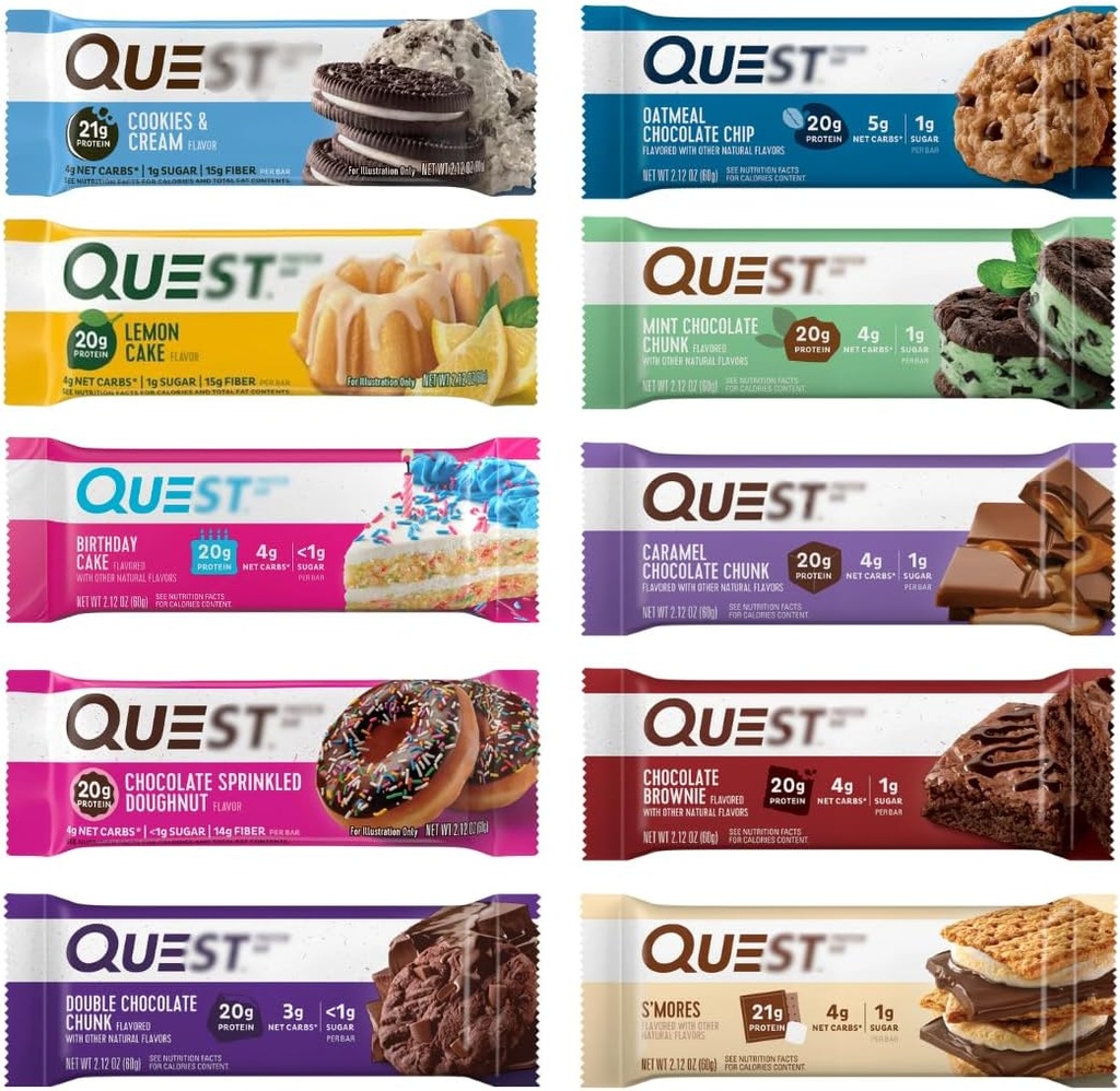 Nutrition Protein Bars, Assorted 10 Artity Pack - High Protein, Lav Carb, Gluten Free, Keto Friendly - 2.12 Oz Bars - 12 Greve