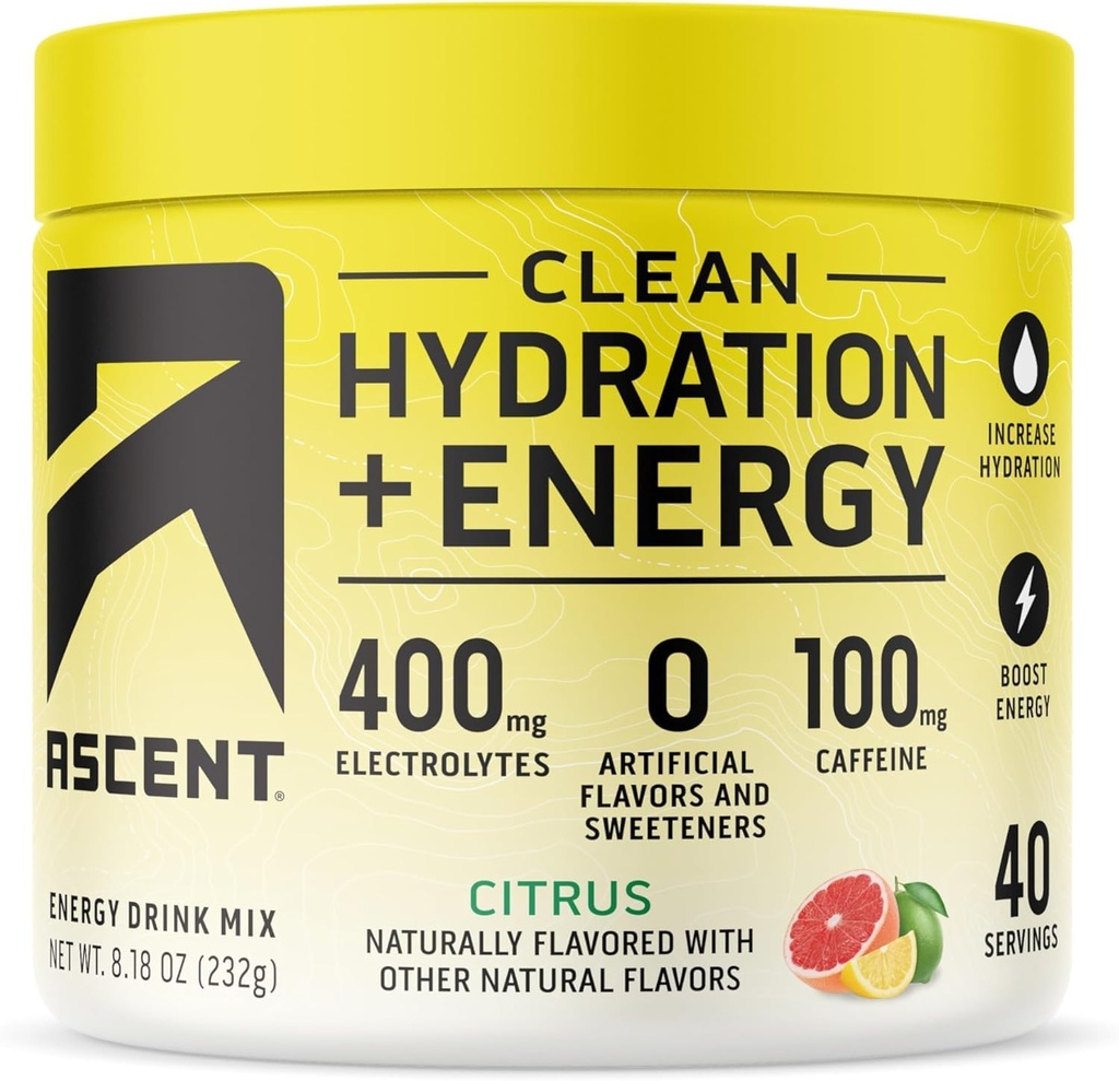 Ascent Citrus Hydration Plus Energy, 8.78 OZ