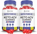 Justified Laboratories (2 Pack Keto Thrive Keto ACV Gummies Extreme 2000MG Keto Thrive Keto Gummies Apple Cider Vinagar Formuleret med Pomegranate Beet Juice Powder B12 Vegan Non GMO 120 Gummys