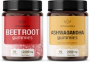 HERBAMAMA Beet Root and Ashwagandha Kit - Bundle of 12000 mg Beet Root with Black Pepper & 2000 mg Ashwagandha Root Gummies - Vegan, Gelatin- Free, Non- GMO