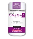 Nano Omega 3 supplement til kvinder og mænd - Fish Oil Softgel med Nanoteknologi - Høj potens EPA DHA kapsler - Ingen eftersmag - Let at synke - 60 Count Flaske