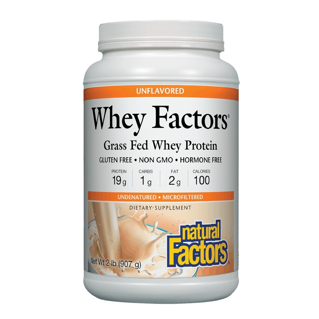 Whey Faktorer af naturlige faktorer, Græs Fed Whey Protein Koncentrat, Aids Muscle Development og immunforsvar, Unflavored, 2 LB
