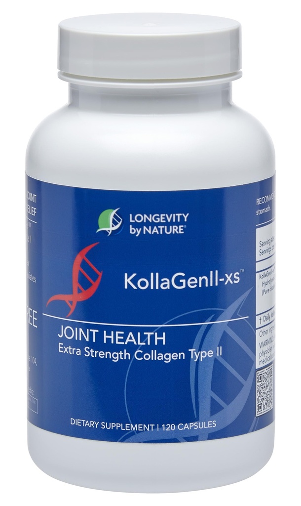 Længdegrad efter Nature KollaGen II- xs - Kollagen med Glucosamin og Chondroitin, 120 Kapsler Kosttilskud