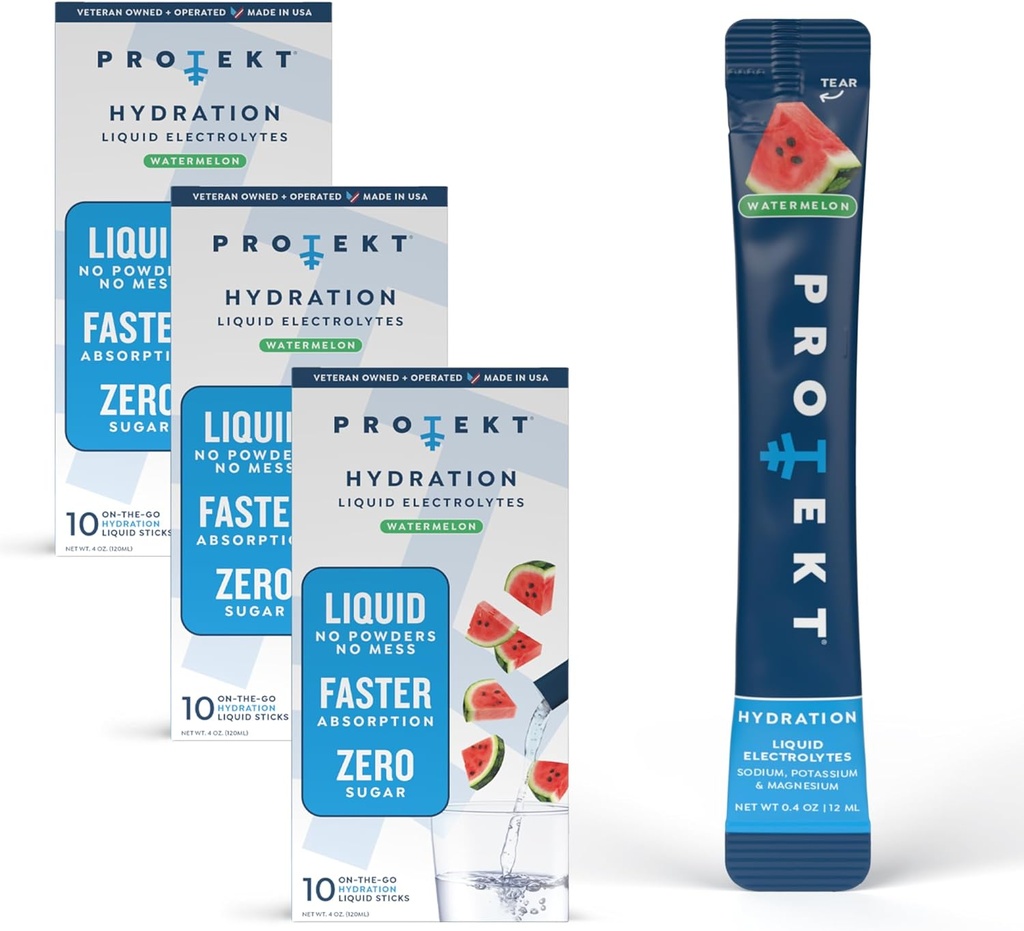 PROTEKT Electrolyte Packets til inddrivelse & Hydration Note 124; Organic & Sugar- Free Electrolytes Drinks Dex124; Works Hurtigere end pulver Drink Dex124; On- The- Go Flydende Hydration Drink 124; Watermelon, 30 Pack