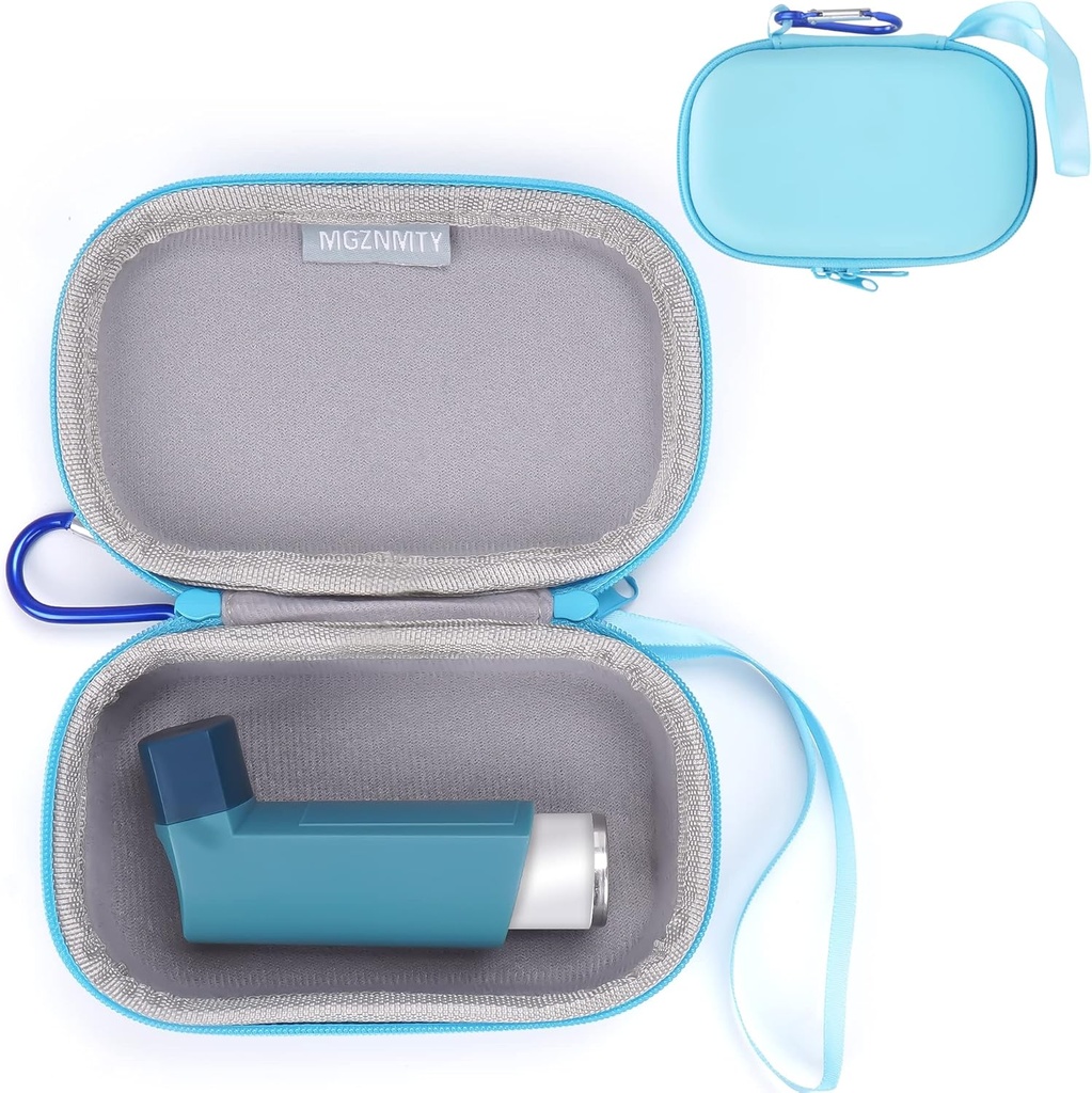 MGZNMTY Astma Inhaler Holder sag, opbevaring og rejse Handy Inhaler sag for voksne og børn (KUN CASE) (blå)