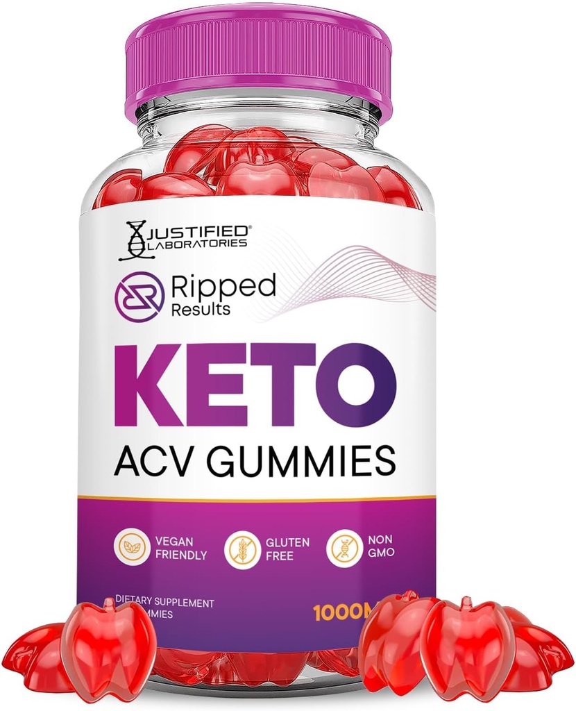 Justified Laboratories Ripped Results Keto ACV Gummies Advanced Formel 1000MG Ripped Results Keto Gummies Apple Cider Vinticaria Formuleret med Pomegranate Beet Juice Powder B12 Vegan Non GMO 60 Gummys