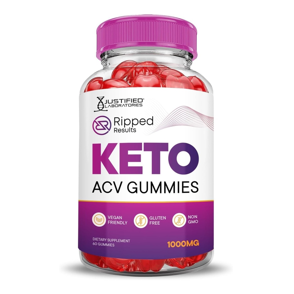 Justified Laboratories Ripped Results Keto ACV Gummies Advanced Formel 1000MG Ripped Results Keto Gummies Apple Cider Vinticaria Formuleret med Pomegranate Beet Juice Powder B12 Vegan Non GMO 60 Gummys