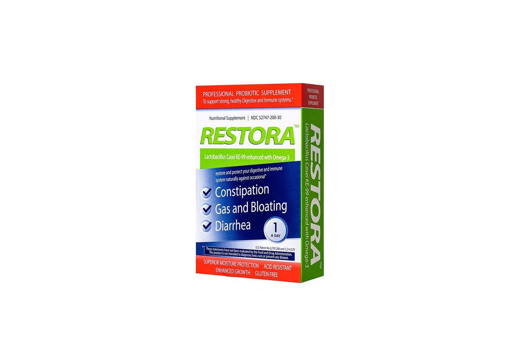 Restora Probiotic Supplement -Immunity Booster- Patenteret probiotic w Memory 124; Omega 3, Gut Health Stabilizer Øger modstandsdygtighed over for infektiøse sygdomme -Calms Betændelse