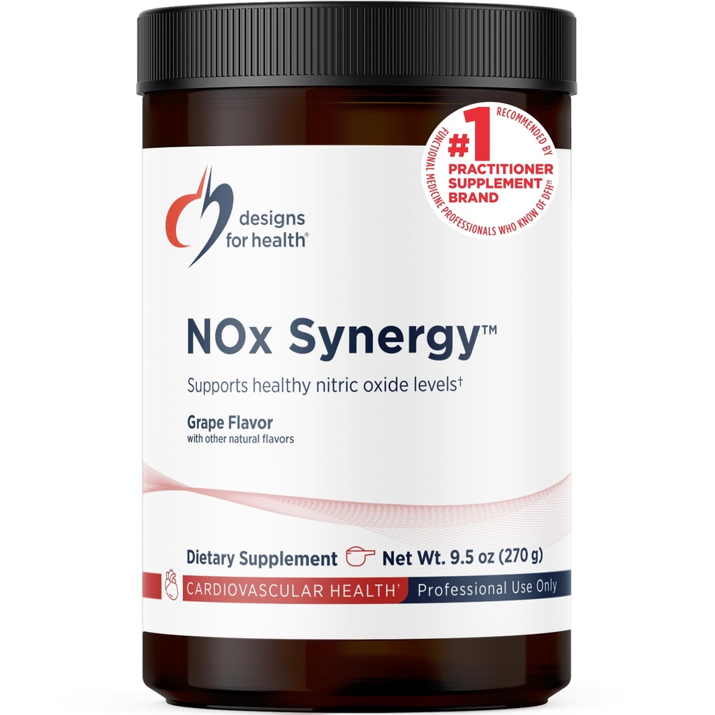 Design for sundhed NOx Synergy - Drink Mix pulver til støtte sunde nitrogenoxid niveauer - L- Arginin, Creatin, L- Citrulin + mere - Pre Workout - Grape Flavor (30 Servere / 270g)